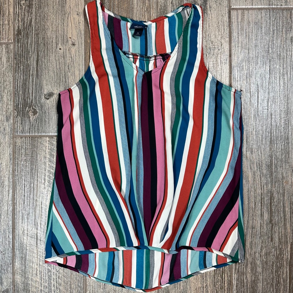 Daytrip Women's Striped V Neck Twist Front Sleeveless Tank Top Size M